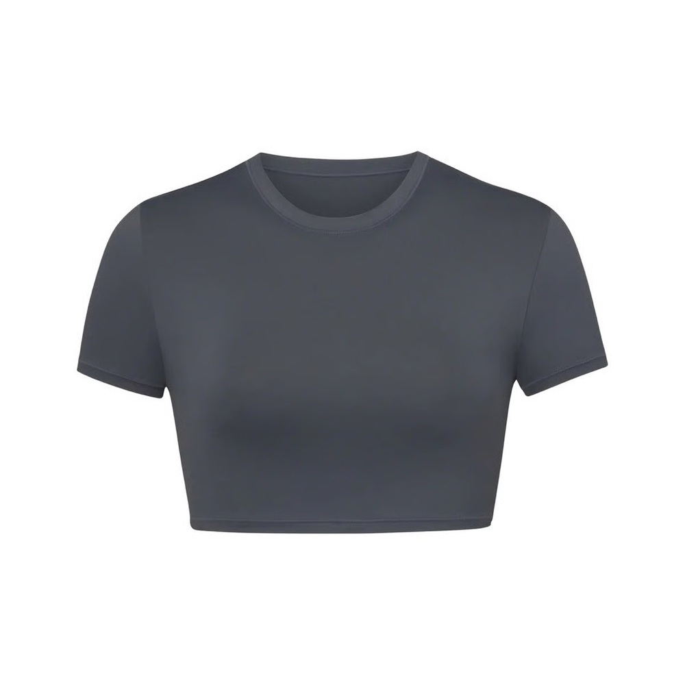 SKIMS Gray Fitted Crop Swim Top